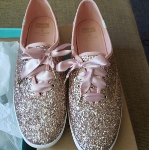 Rose Gold Glitter Kate Spade Keds, 9.5